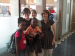 At the Aiport: Nay, Isobel and Christian, Jessica, Angela